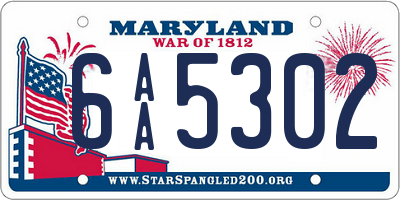 MD license plate 6AA5302