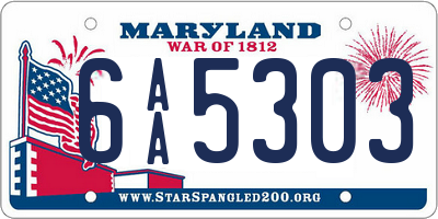 MD license plate 6AA5303