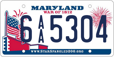 MD license plate 6AA5304