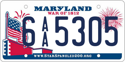 MD license plate 6AA5305