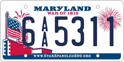 MD license plate 6AA5311