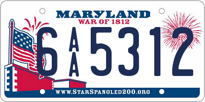 MD license plate 6AA5312