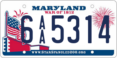 MD license plate 6AA5314