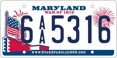 MD license plate 6AA5316