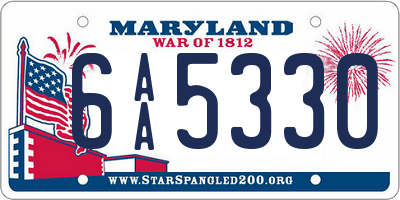 MD license plate 6AA5330