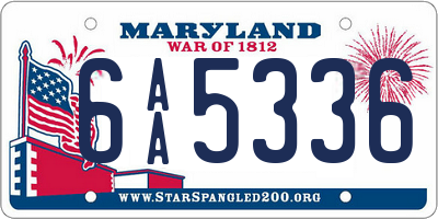 MD license plate 6AA5336