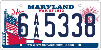 MD license plate 6AA5338