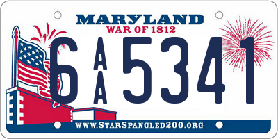 MD license plate 6AA5341