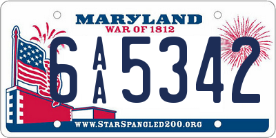 MD license plate 6AA5342