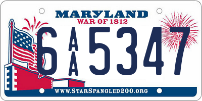 MD license plate 6AA5347