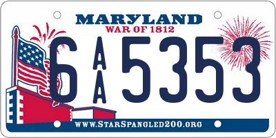 MD license plate 6AA5353