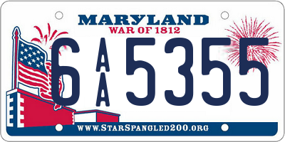 MD license plate 6AA5355