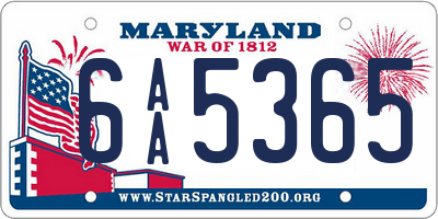 MD license plate 6AA5365