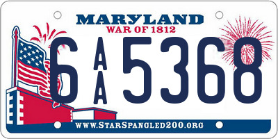 MD license plate 6AA5368