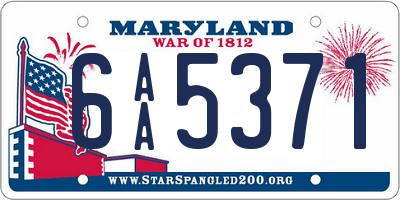 MD license plate 6AA5371