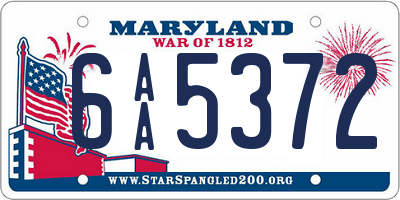 MD license plate 6AA5372