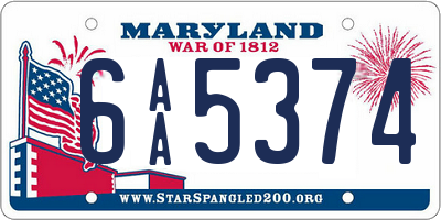 MD license plate 6AA5374