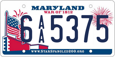 MD license plate 6AA5375