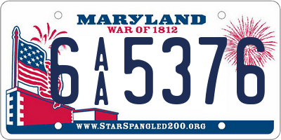 MD license plate 6AA5376