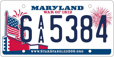 MD license plate 6AA5384