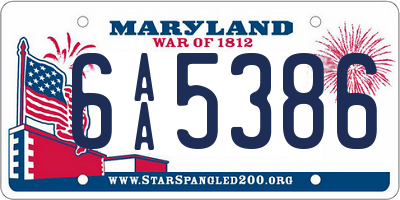 MD license plate 6AA5386