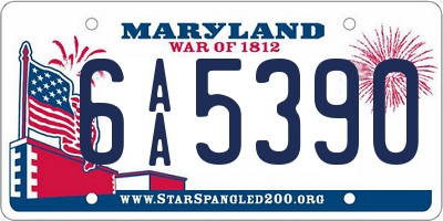 MD license plate 6AA5390