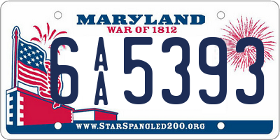 MD license plate 6AA5393