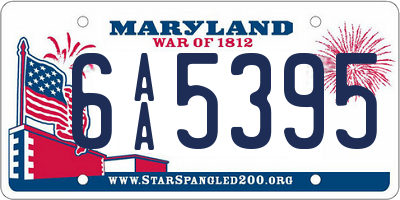 MD license plate 6AA5395