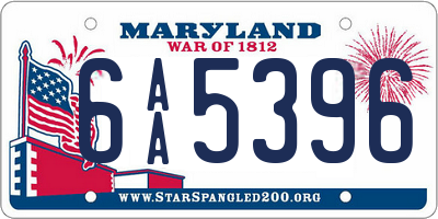 MD license plate 6AA5396