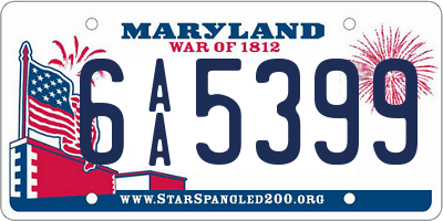 MD license plate 6AA5399