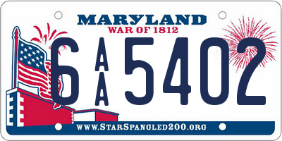 MD license plate 6AA5402