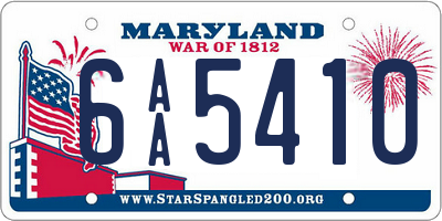 MD license plate 6AA5410