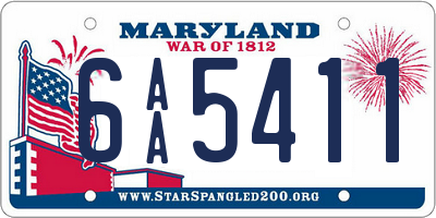 MD license plate 6AA5411