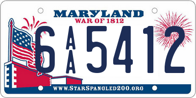 MD license plate 6AA5412