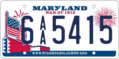 MD license plate 6AA5415