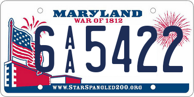 MD license plate 6AA5422