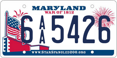 MD license plate 6AA5426