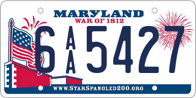 MD license plate 6AA5427