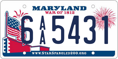 MD license plate 6AA5431