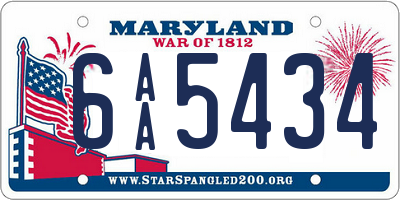 MD license plate 6AA5434