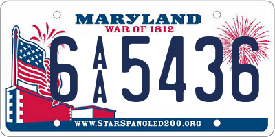 MD license plate 6AA5436