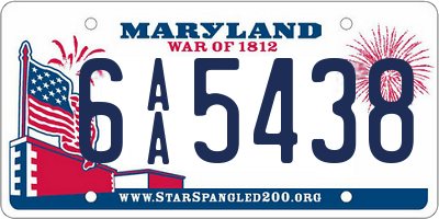 MD license plate 6AA5438