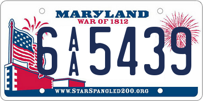 MD license plate 6AA5439