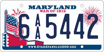 MD license plate 6AA5442