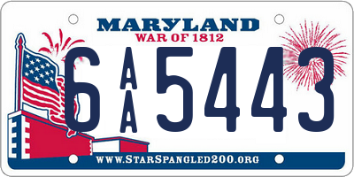 MD license plate 6AA5443