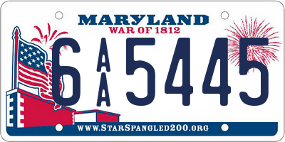 MD license plate 6AA5445