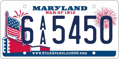 MD license plate 6AA5450