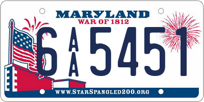 MD license plate 6AA5451