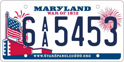 MD license plate 6AA5453