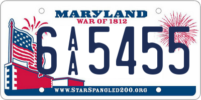 MD license plate 6AA5455